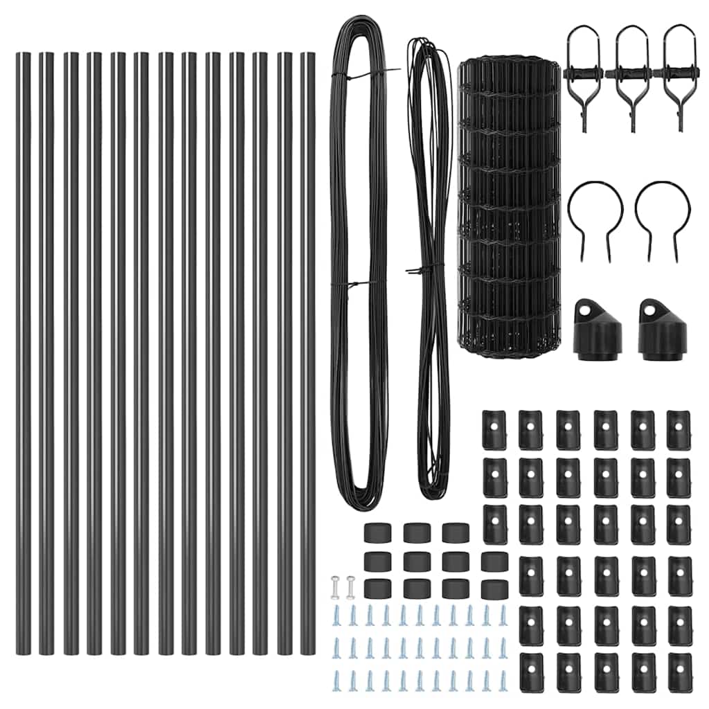 Stängsel med stolpe Grå 0,6 x 25 m Stål och PVC