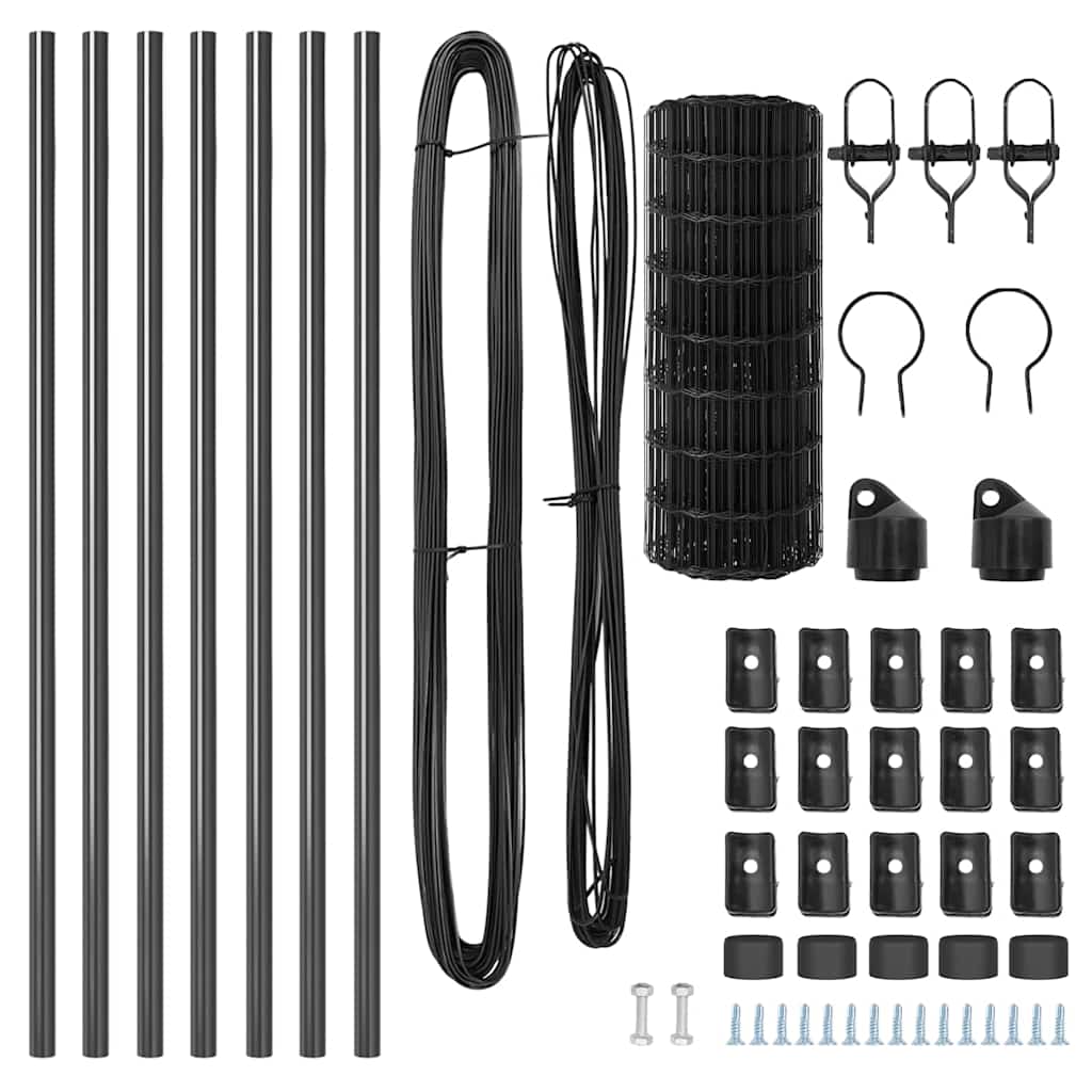 Stängsel med stolpe Grå 0,6 x 10 m Stål och PVC