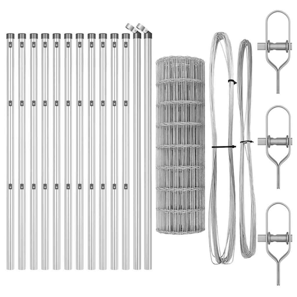 Stängsel med stolpe Silver 0,6 x 25 m Stål och PVC