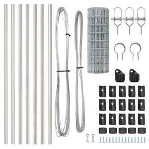 Stängsel med stolpe Silver 0,4 x 50 m Stål och PVC