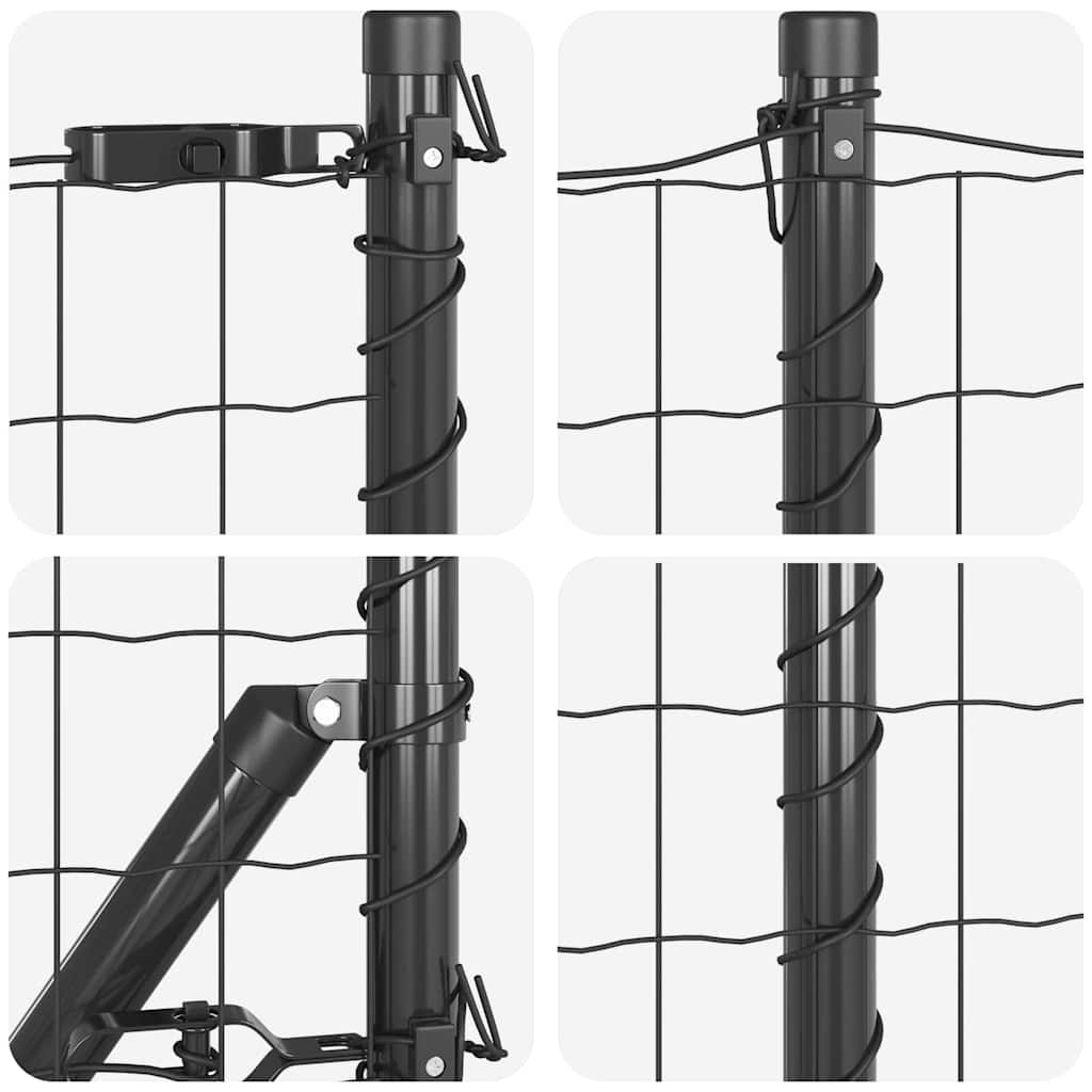 Stängsel med stolpe Grå 1 x 25 m Stål och PVC