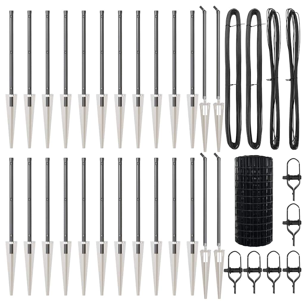 Stängsel med stolpe Grå 0,4 x 50 m Stål och PVC