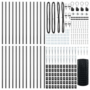 Stängsel med stolpe Grå 0,4 x 50 m Stål och PVC