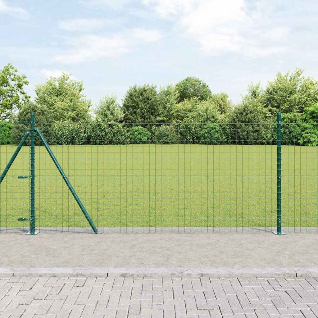 Stängsel med stolpe Grön 1 x 25 m Stål och PVC
