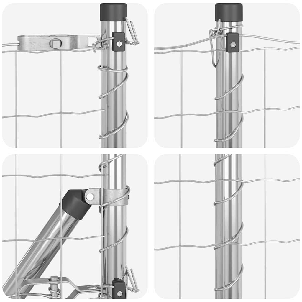 Stängsel med stolpe Silver 1 x 10 m Stål