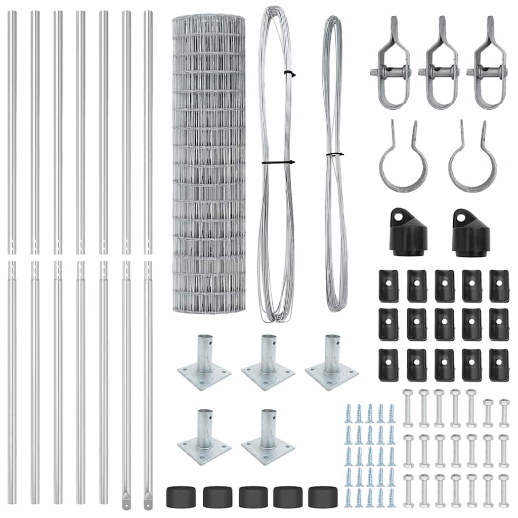 Stängsel med stolpe Silver 1 x 10 m Stål