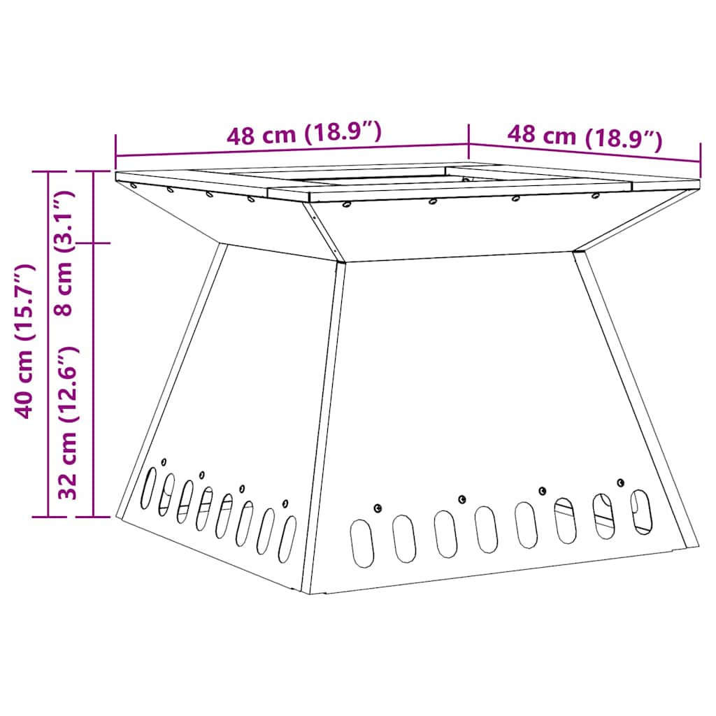 Eldstad Svart 48 x 48 x 40 cm Stål