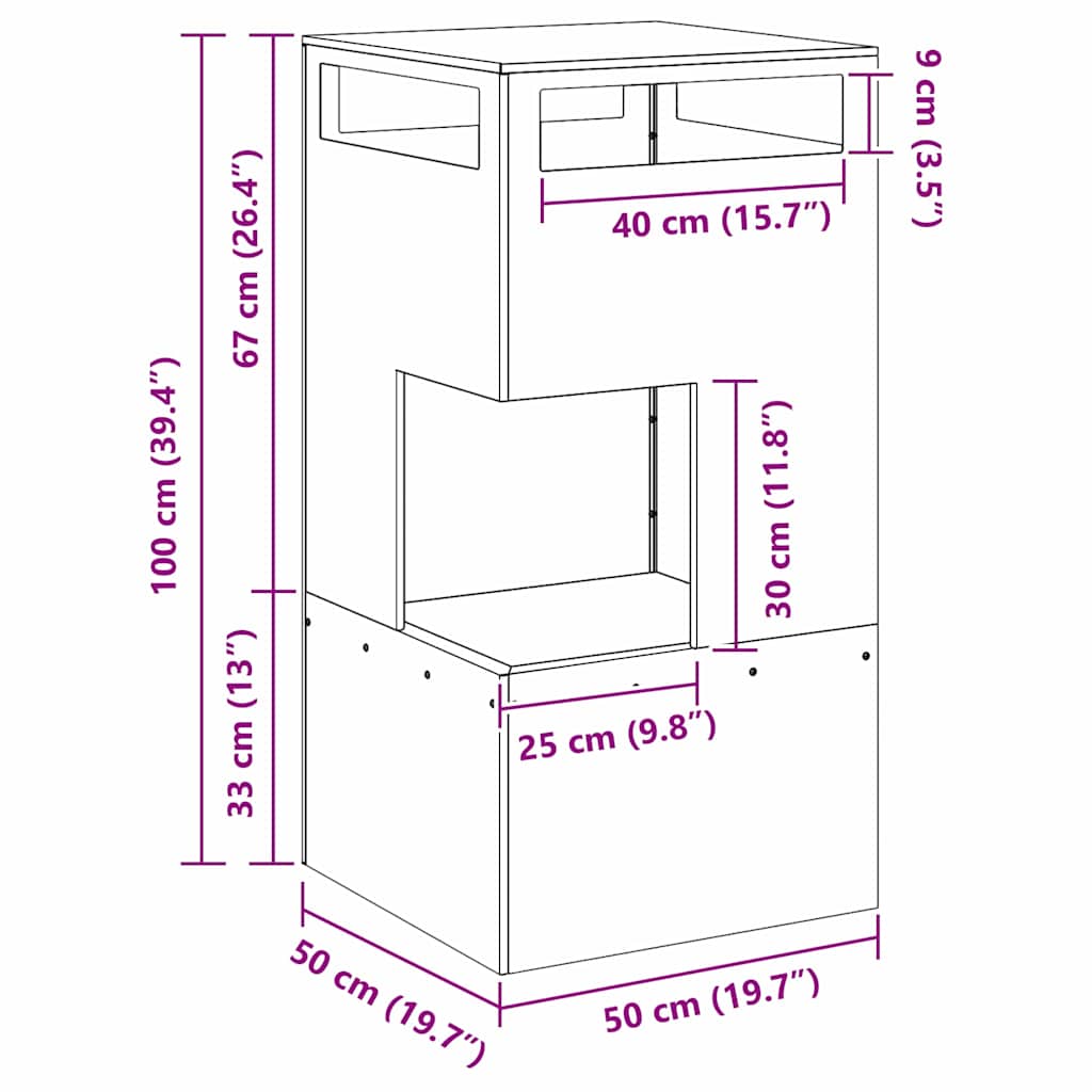 Eldstad Svart 50 x 50 x 100 cm Stål