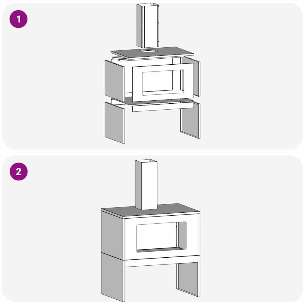 Eldstad Svart 60 x 40 x 96 cm Stål