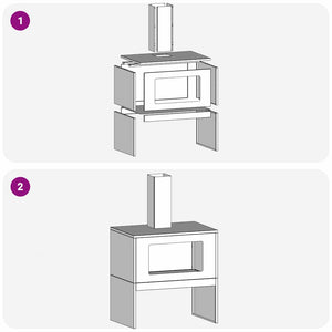 Eldstad Svart 60 x 40 x 96 cm Stål