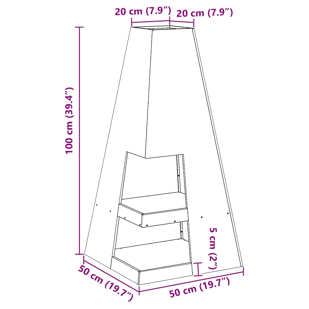 Eldstad Svart 50 x 50 x 100 cm Stål