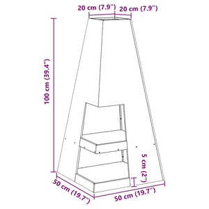 Eldstad Svart 50 x 50 x 100 cm Stål