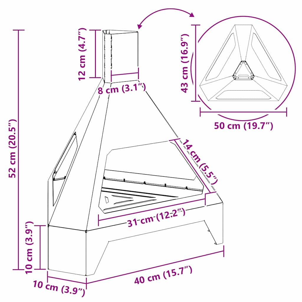 Eldstad Svart 50 x 43 x 52 cm Stål