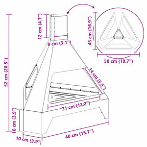 Eldstad Svart 50 x 43 x 52 cm Stål