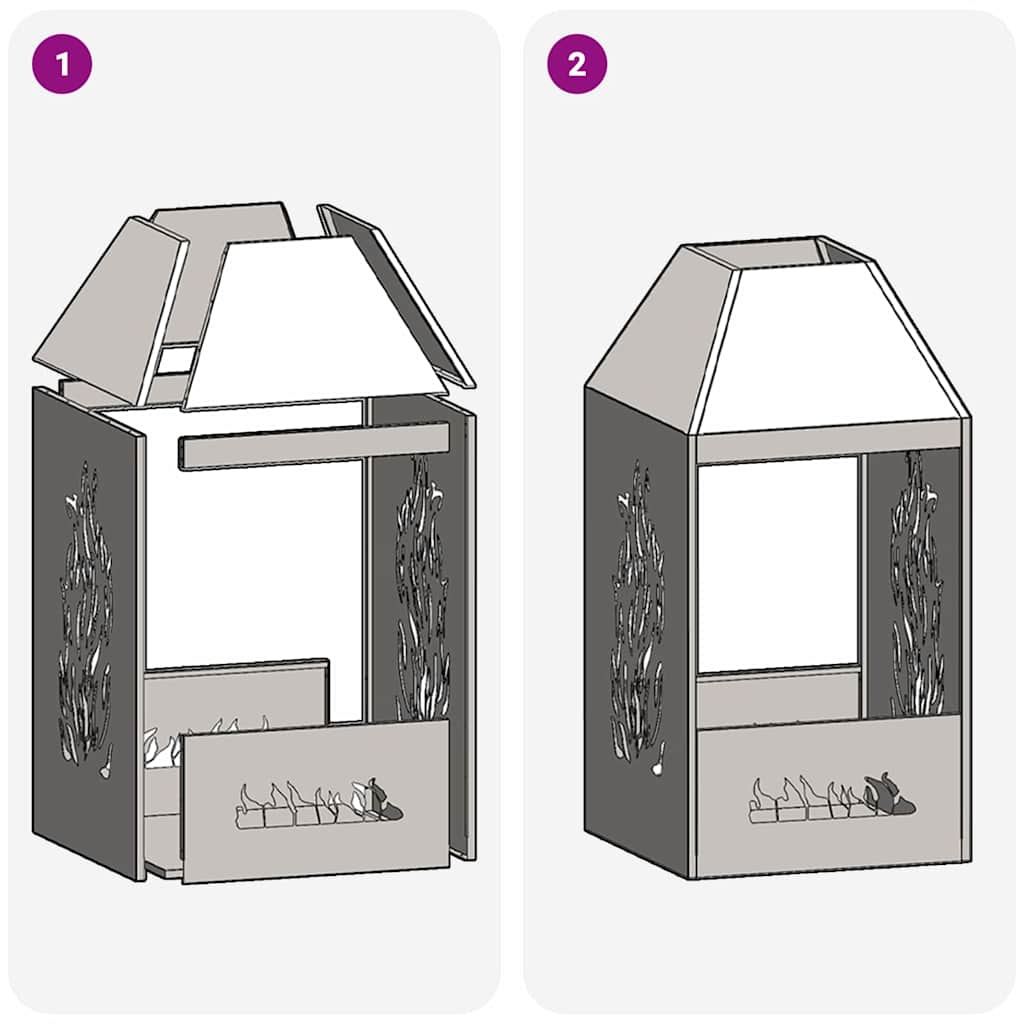 Eldstad Svart 50 x 50 x 100 cm Stål