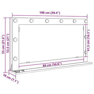 Smink Spegel Svart Ek 100 x 55 x 18 cm Glas och konstruerat trä