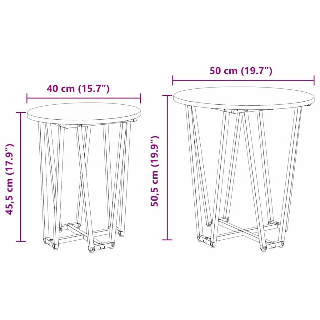 Sidobordsset 2 pcs Sonoma Ek och Svart