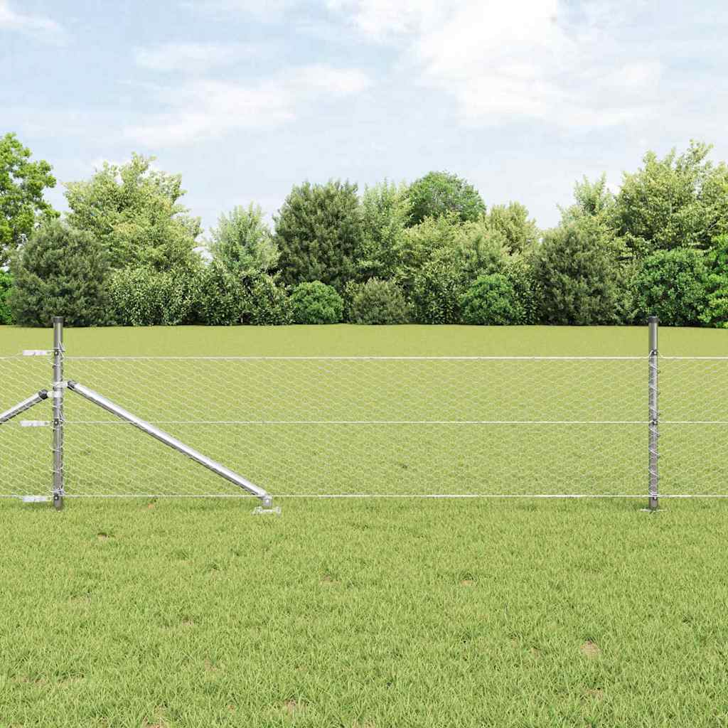 Sexkantigt staket med stolpe 100 x 0,4 m Galvaniserat stål Mesh