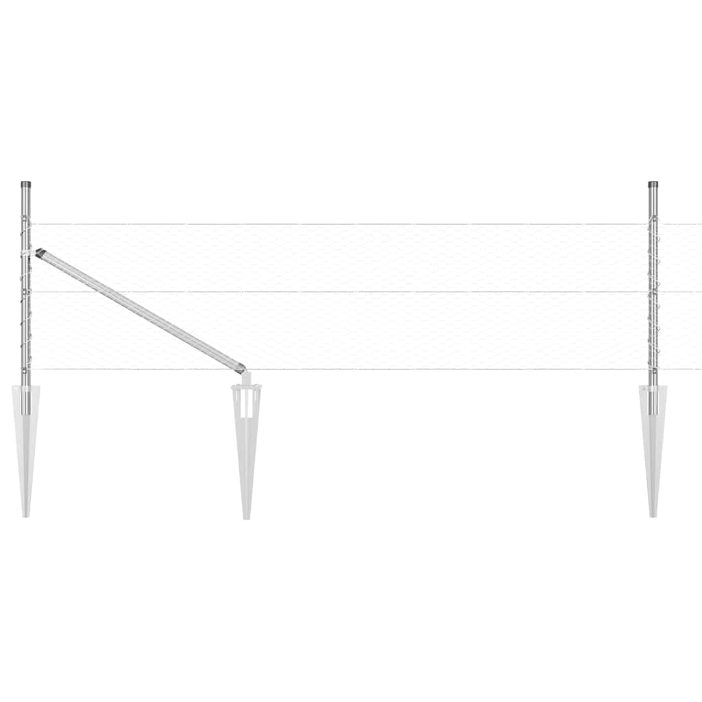 Stängselstolpe Silver 100 x 0,8 m (25 mm nät) Stål