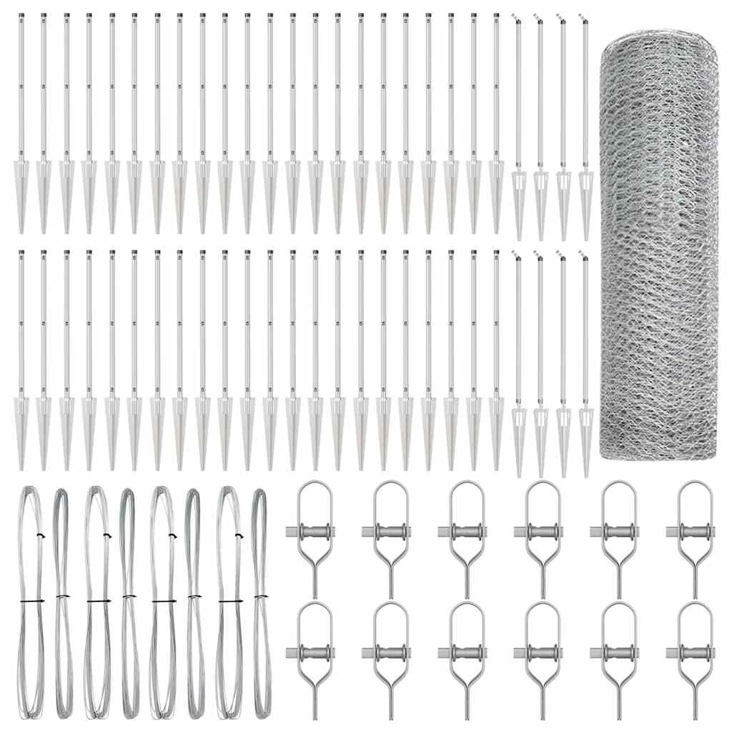 Stängselstolpe Silver 100 x 0,8 m (25 mm nät) Stål