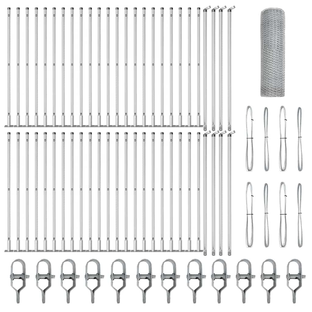Stängselstolpe Silver 100 x 0,5 m (25 mm nät) Stål