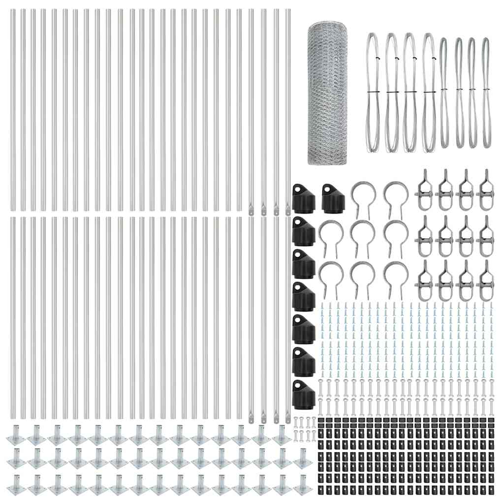 Stängselstolpe Silver 100 x 0,5 m (25 mm nät) Stål