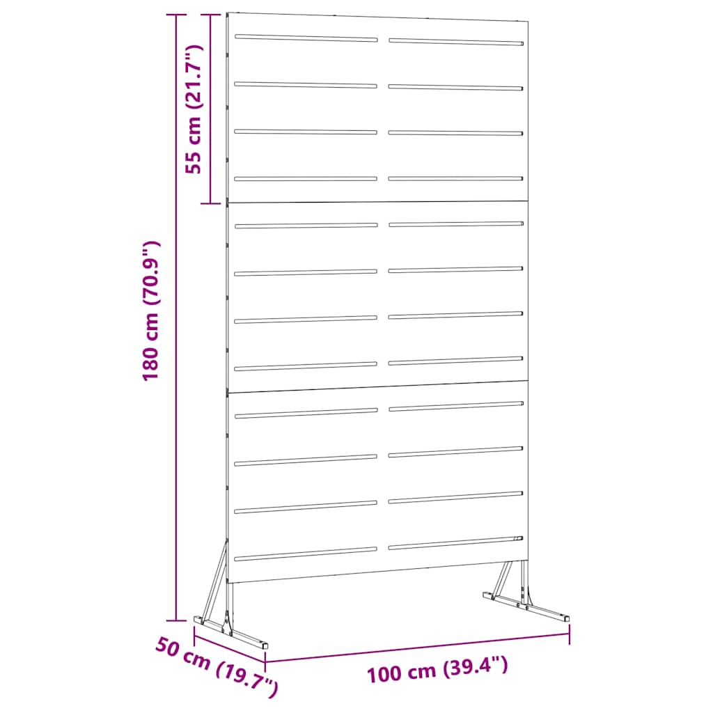Avskärmningsskärm Grå 100 x 50 x 180 cm Stål
