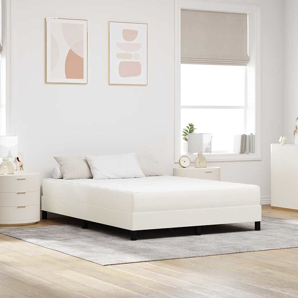 Sängmadrass med madrass Kräm 140 x 200 cm tyg