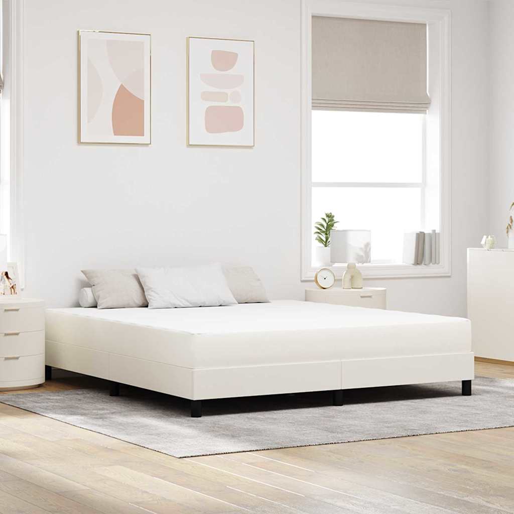 Sängmadrass med madrass Kräm 180 x 200 cm tyg