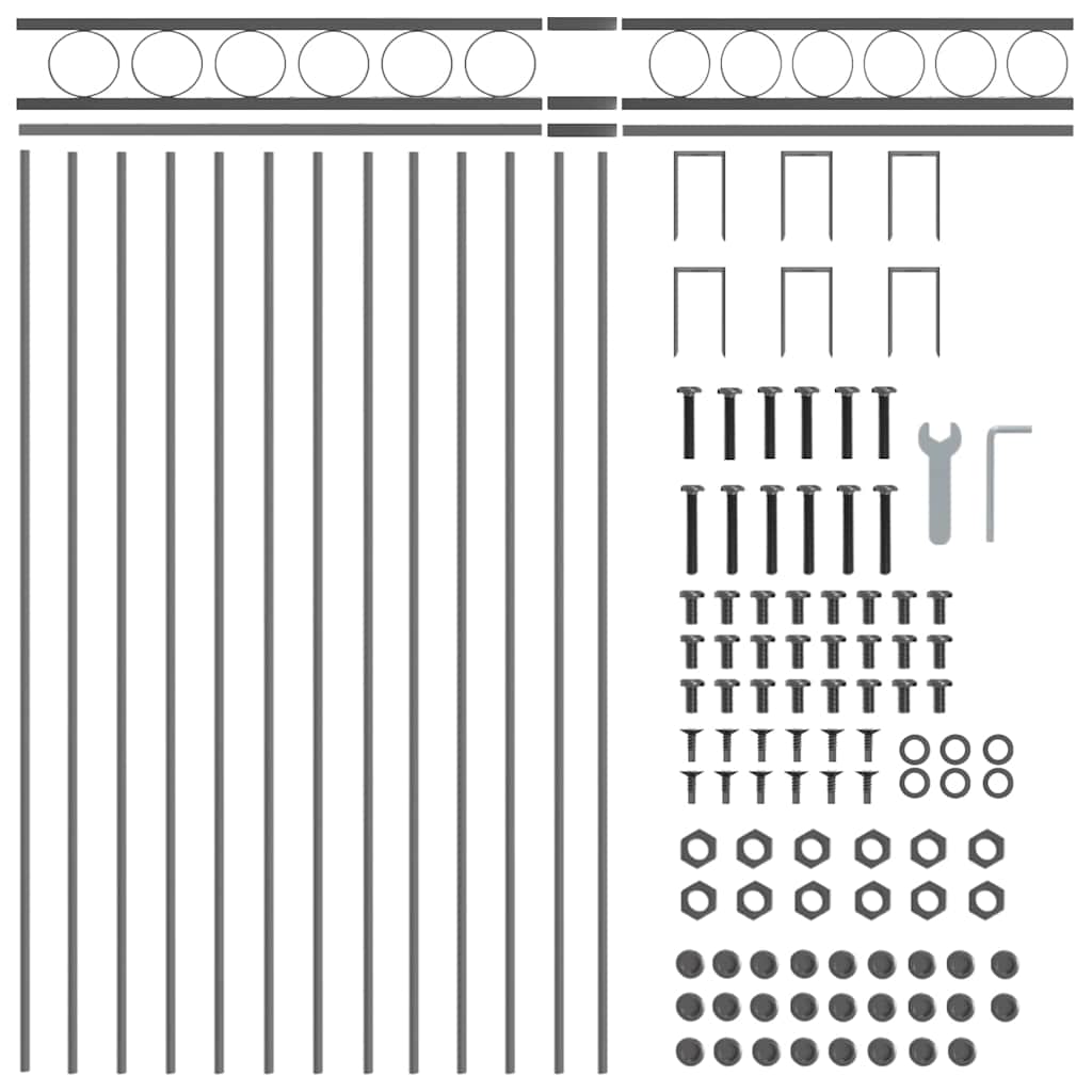 Staketdel Grå 170 x 150 cm Stål