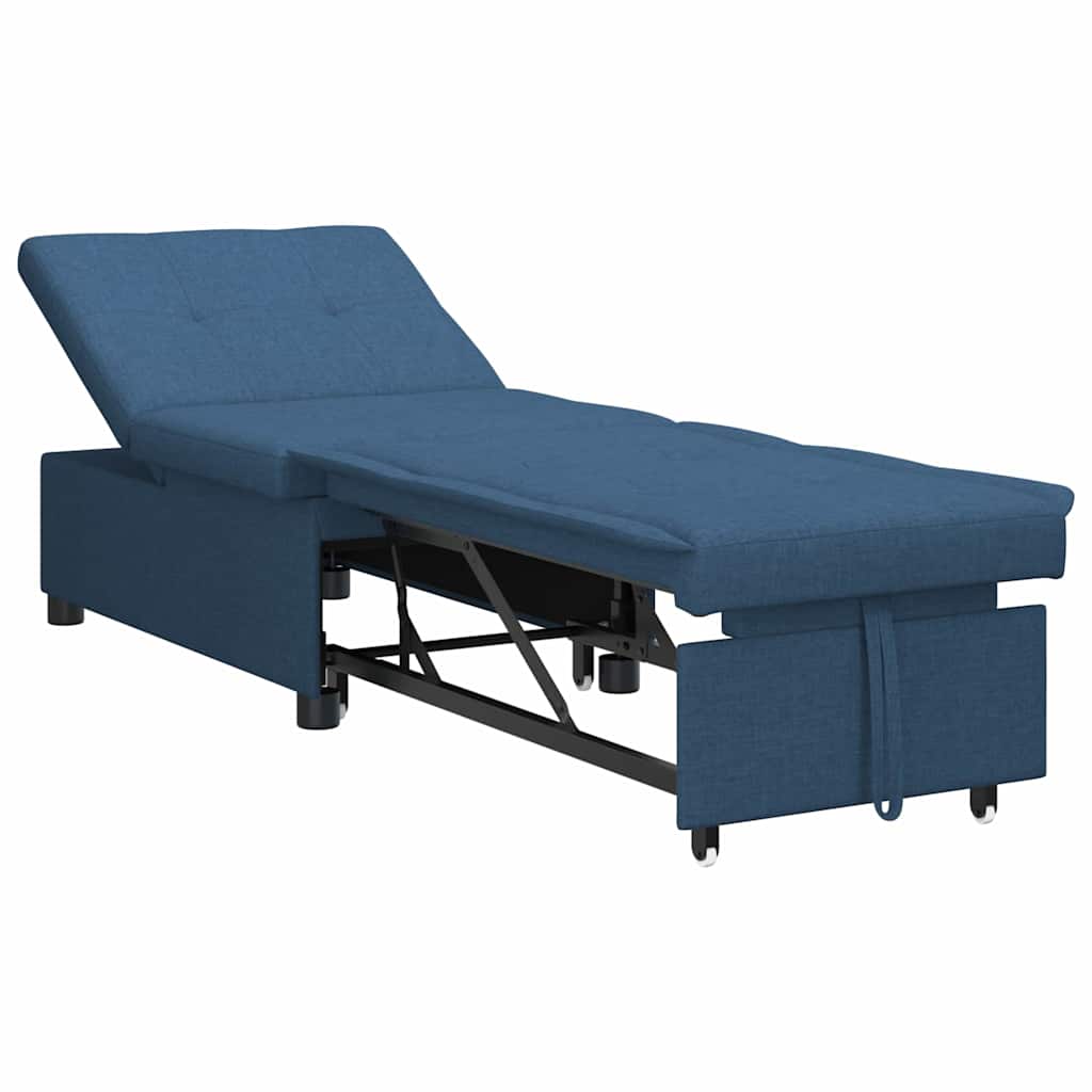 Pull Out Sofa Bed Blå 194 x 50 x 82 cm tyg