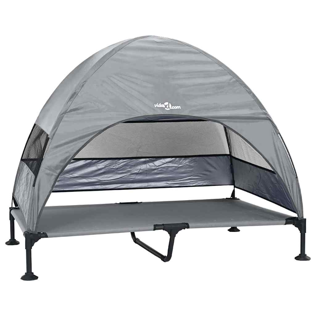 Höjd hundsäng Ljusgrå 127 x 81 x 108 cm Tyger och Stål