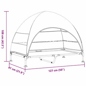 Höjd hundsäng Brun 127 x 81 x 108 cm Tyger och Stål