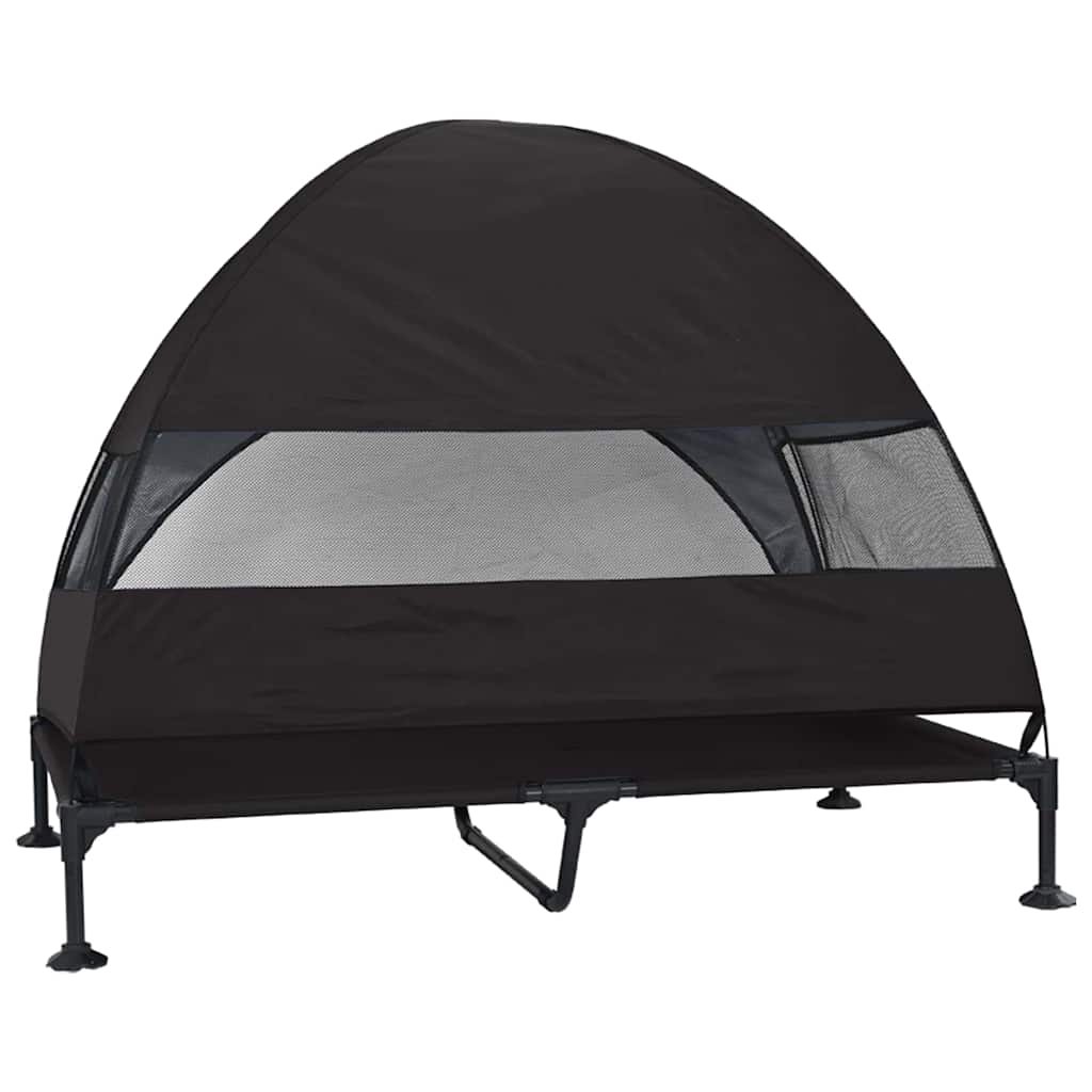 Höjd hundsäng Svart 127 x 81 x 108 cm Tyger och Stål