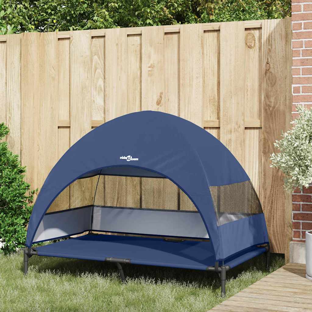 Höjd hundsäng Mörkblå 127 x 81 x 108 cm Tyger och Stål