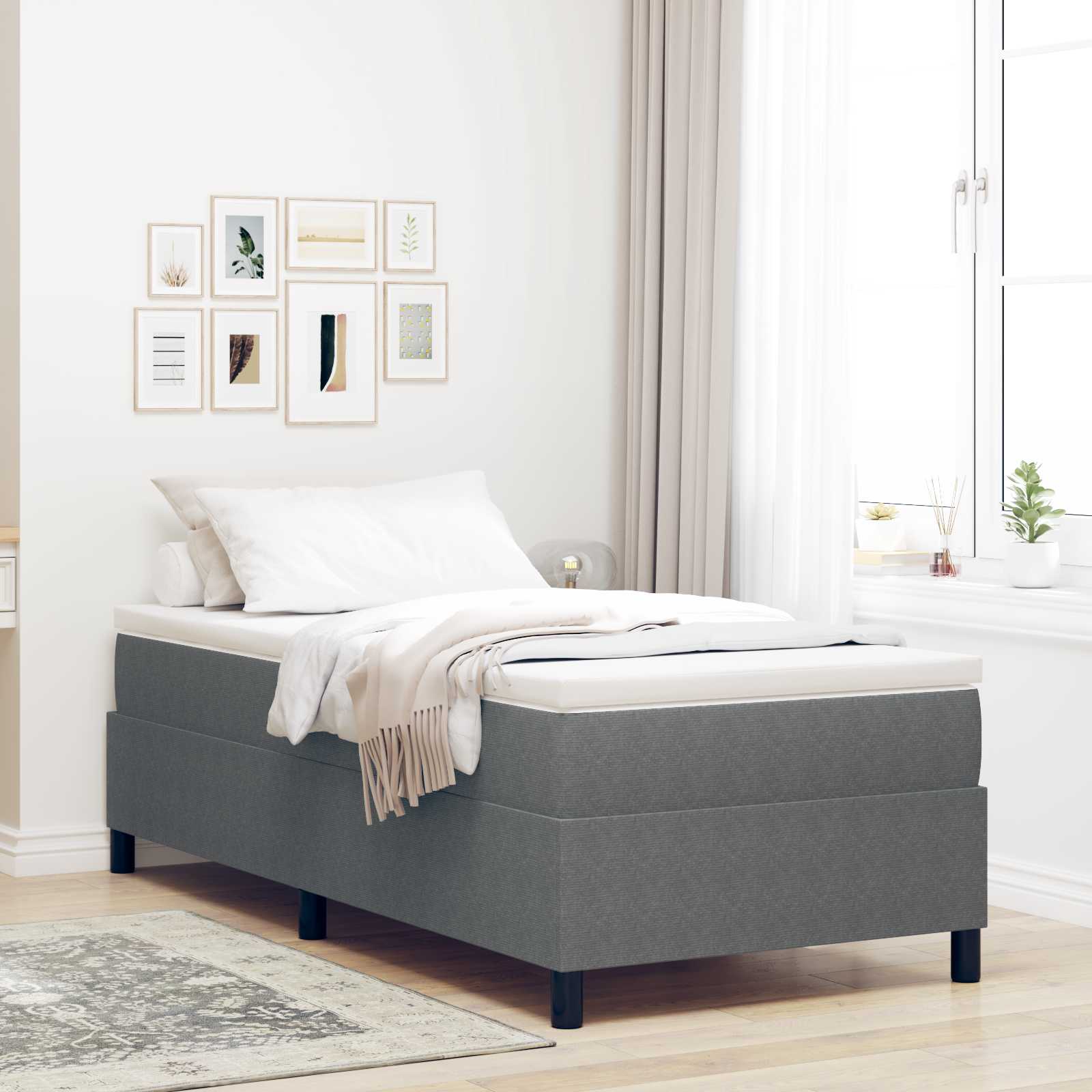 Plattform sängram Ljusgrå 80 x 200 cm Kordread tyg