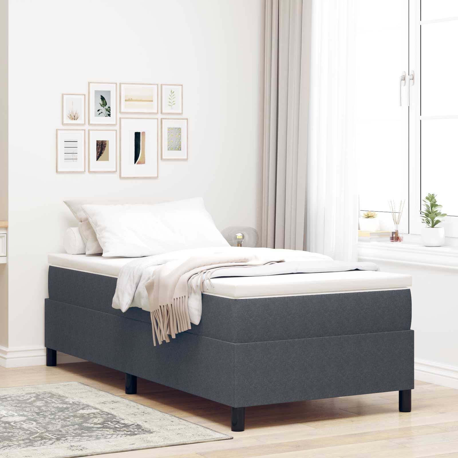 Plattform sängram Mörkgrå 100 x 200 cm Kordread tyg