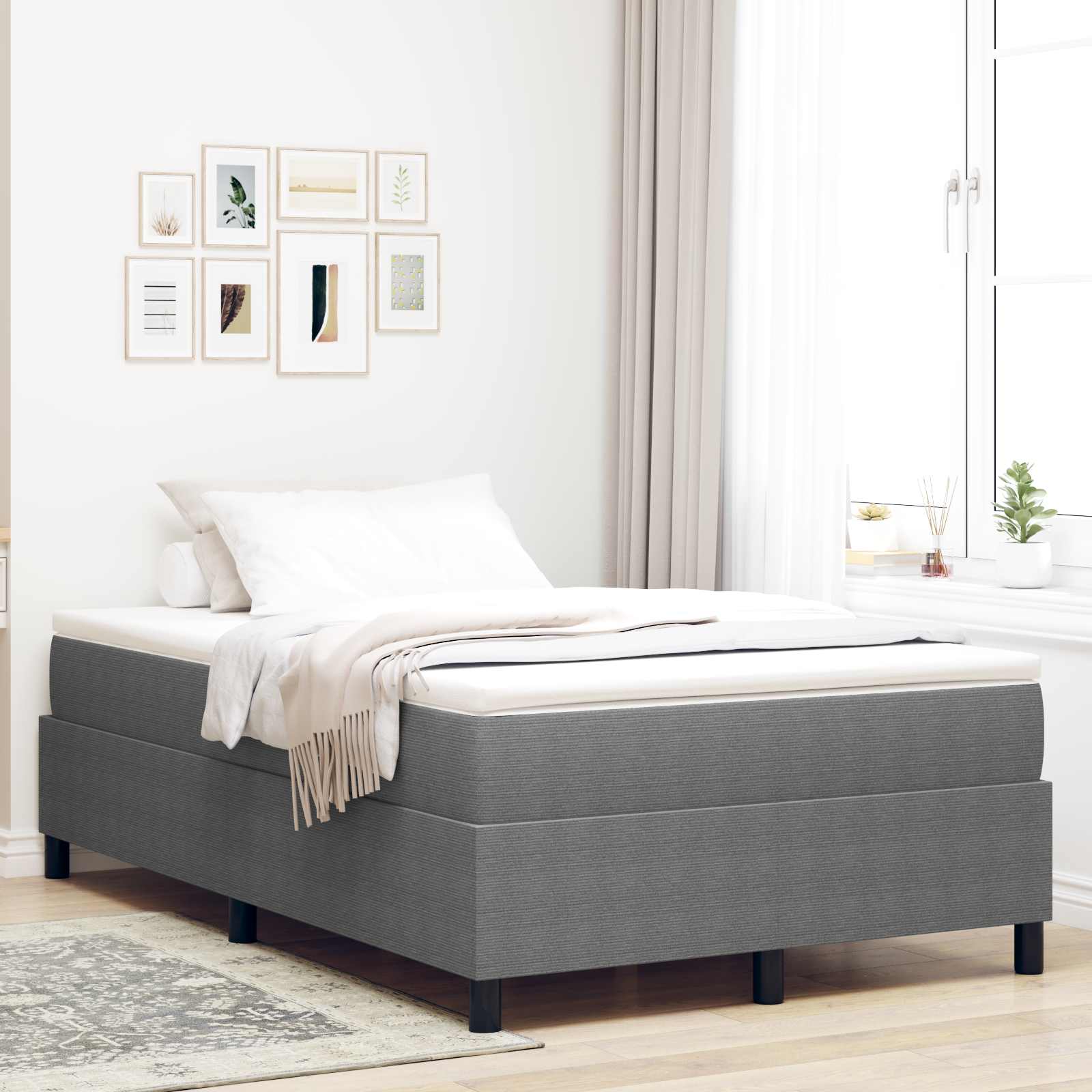 Plattform sängram Ljusgrå 120 x 200 cm Kordread tyg