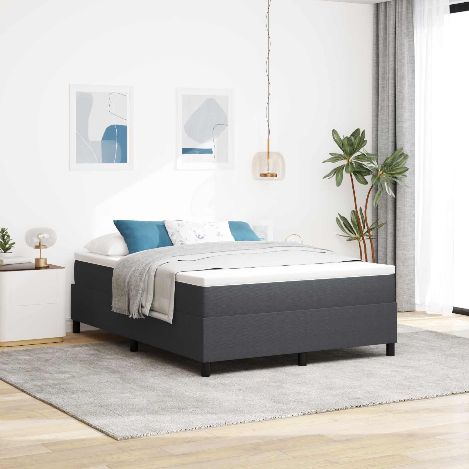 Plattform sängram Mörkgrå 140 x 190 cm Kordread tyg