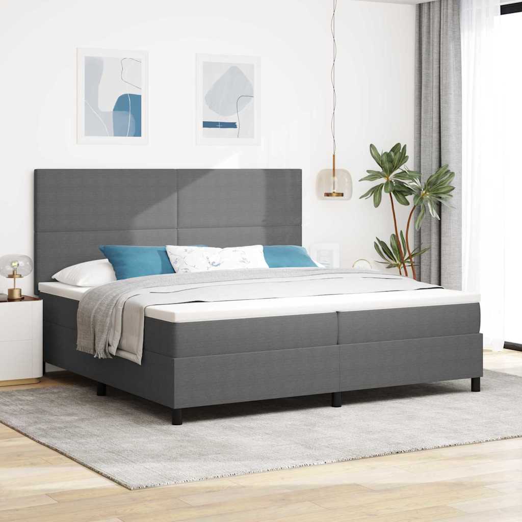 LED Box Säng Ljusgrå och vit. 200 x 200 cm Kordread tyg