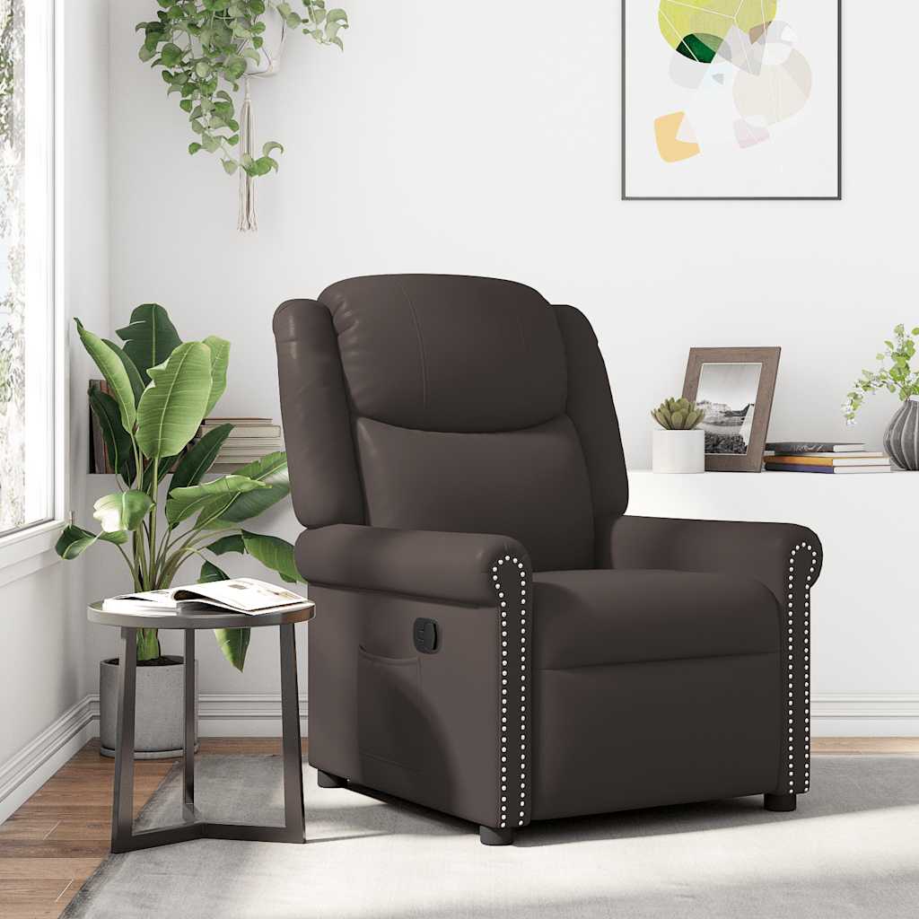 Reclinerfåtölj glansig brun konstläder