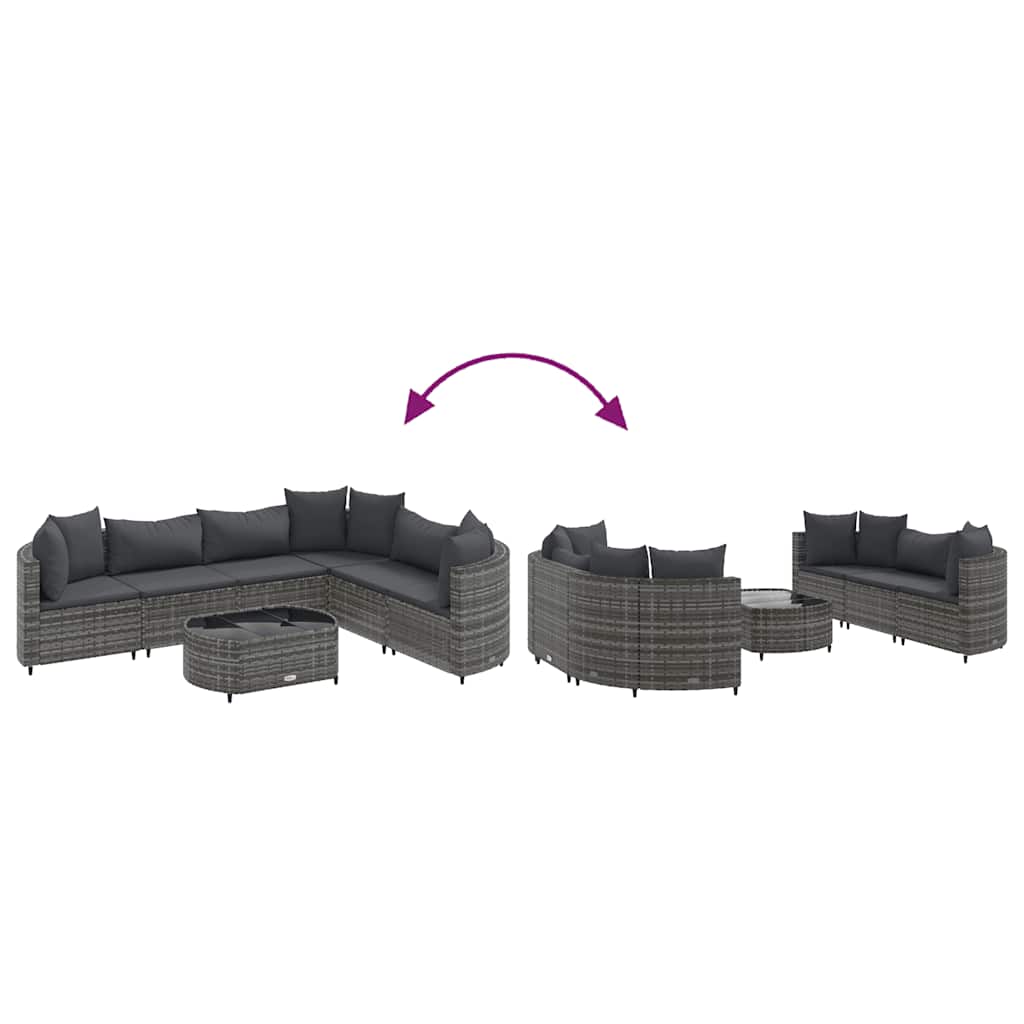 Soffgrupp för trädgården med dynor 7 delar grå konstrotting