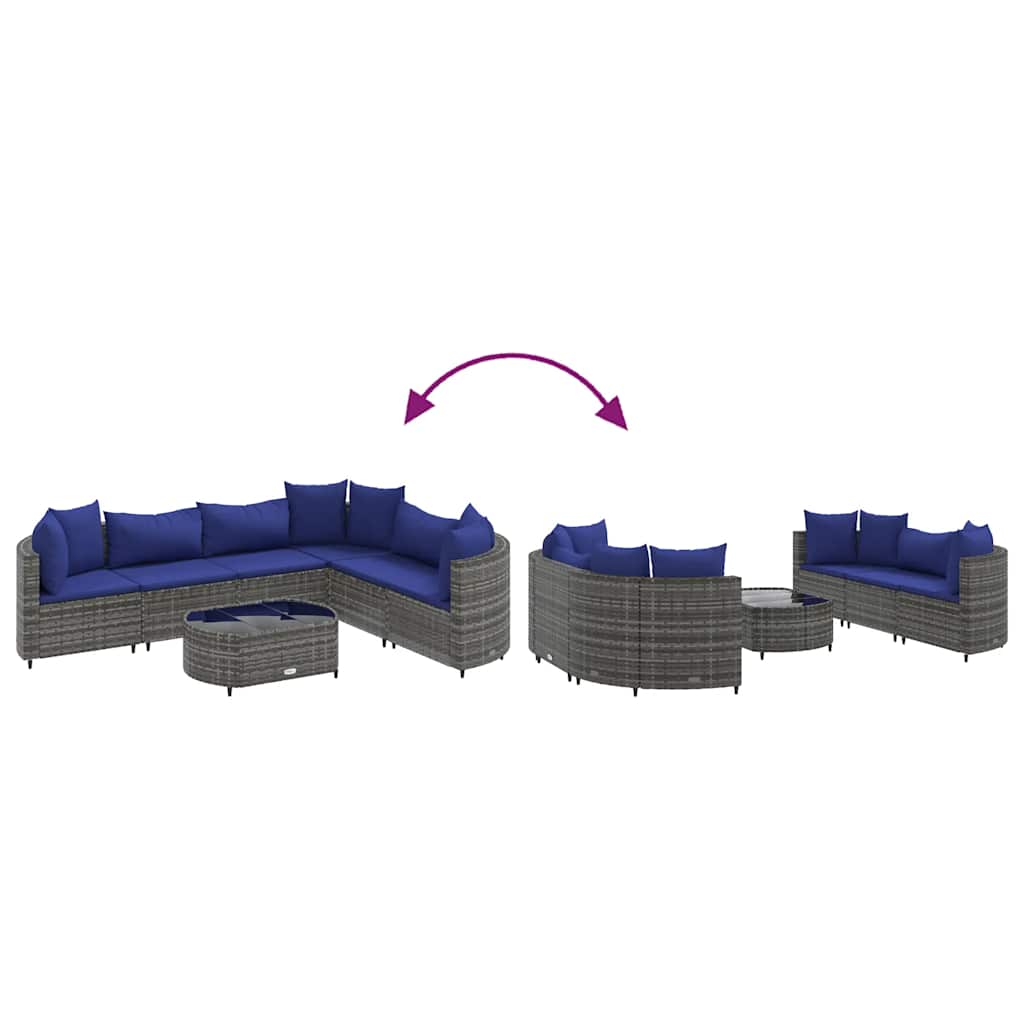 Soffgrupp för trädgården med dynor 7 delar grå konstrotting