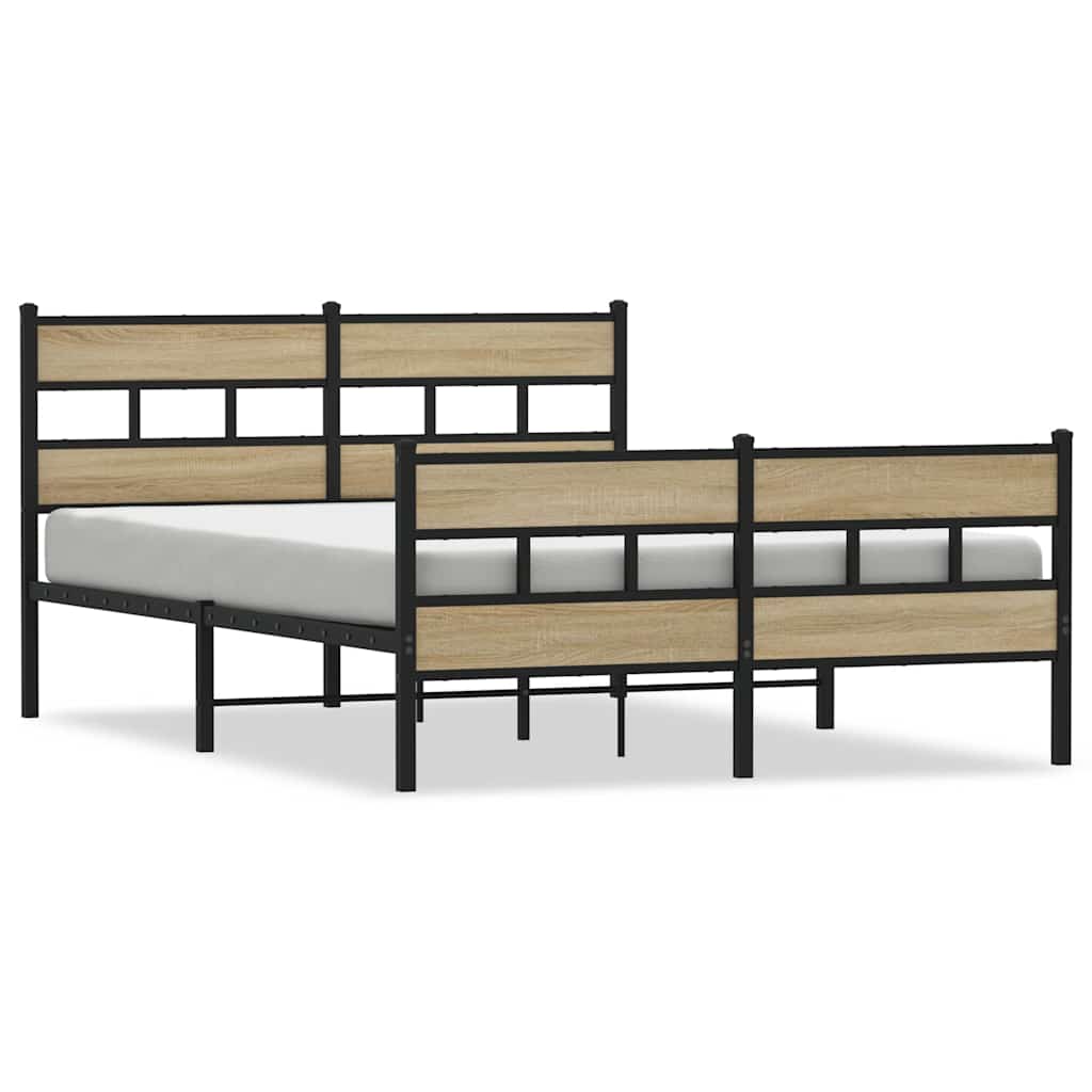 Sängram utan madrass metall sonoma-ek 150x200 cm