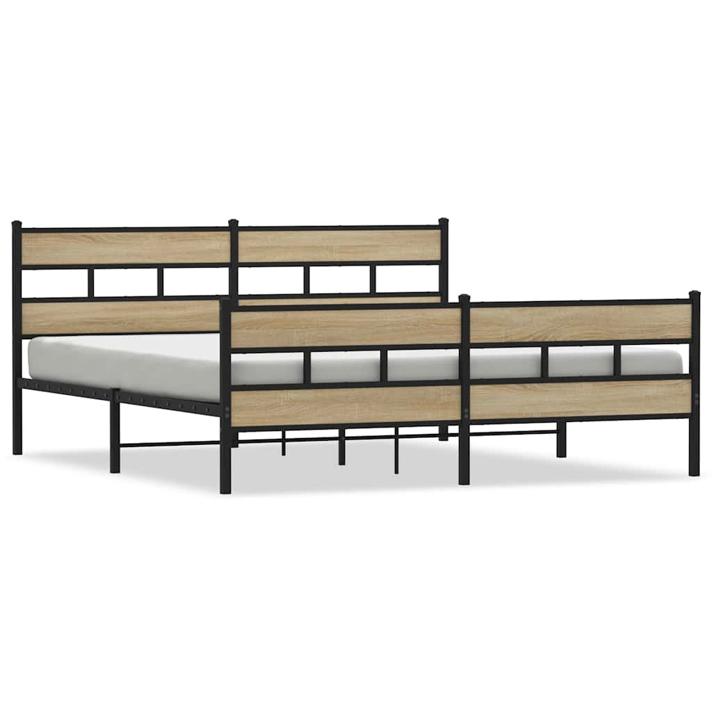 Sängram utan madrass metall sonoma-ek 180x200 cm