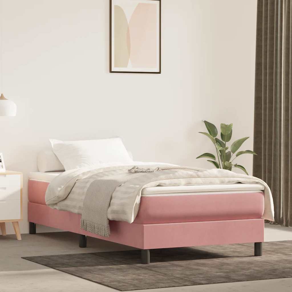 Pocketresårmadrass medium rosa 90x210x20 cm sammet