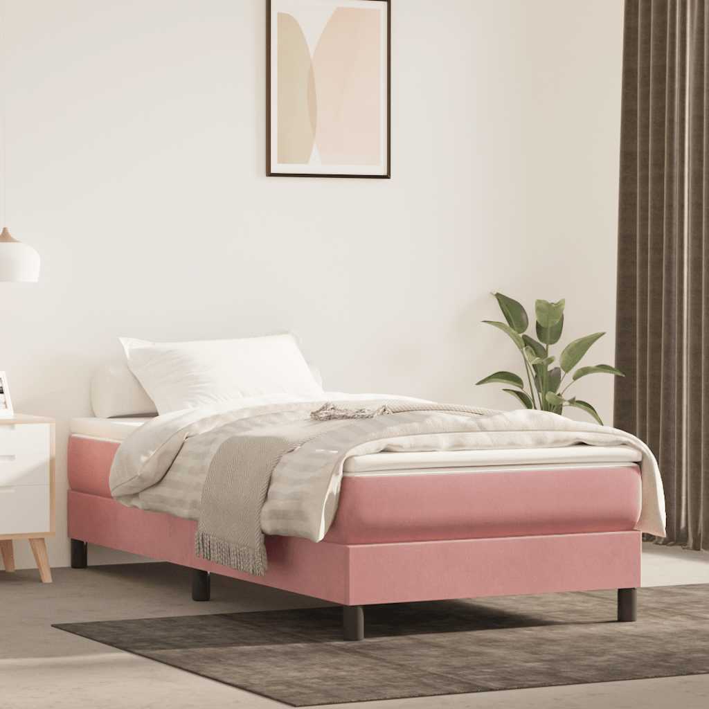 Pocketresårmadrass medium rosa 100x210x20 cm sammet
