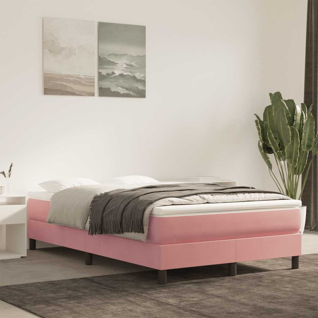 Pocketresårmadrass medium rosa 120x220x20 cm sammet