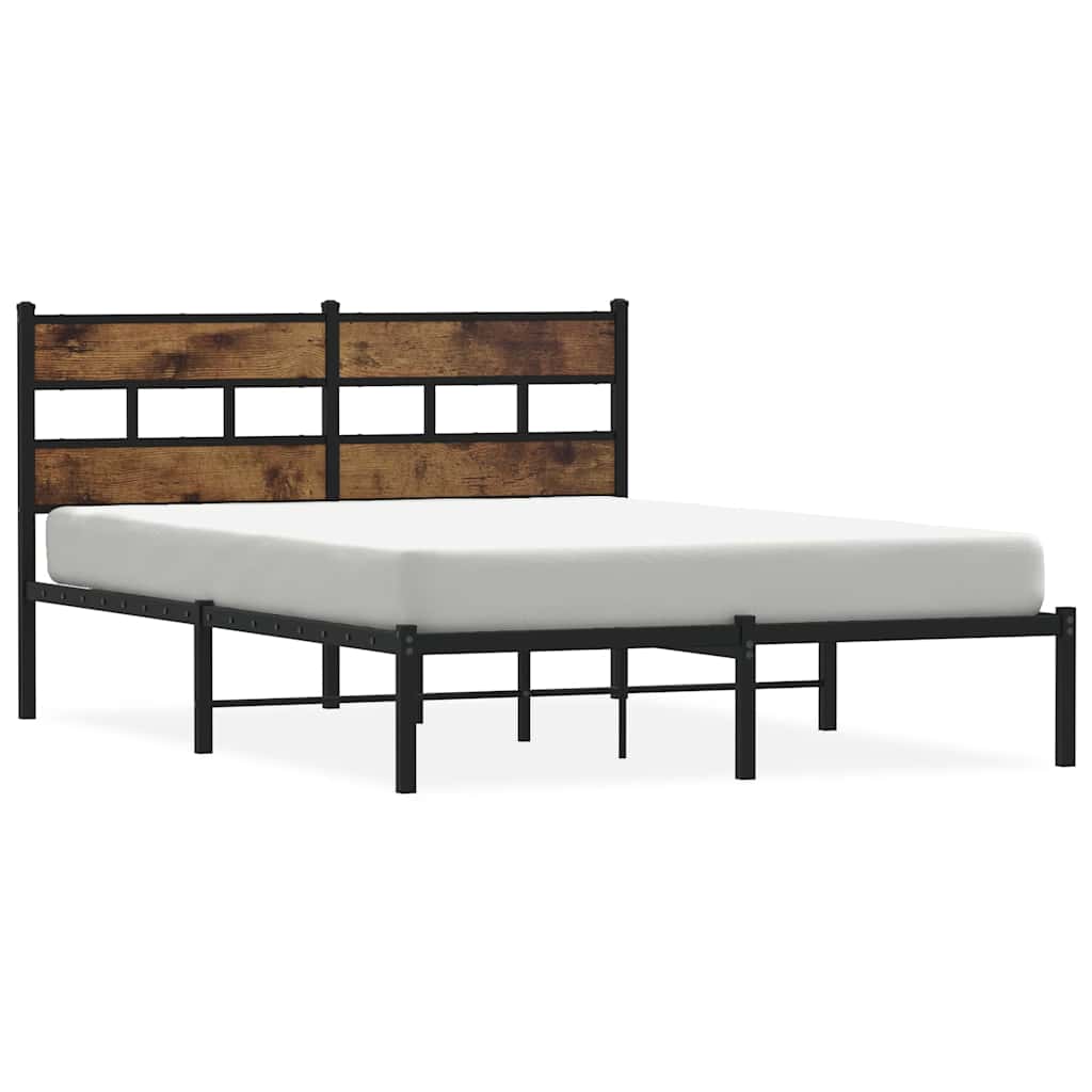 Sängram utan madrass metall rökfärgad ek 150x200 cm