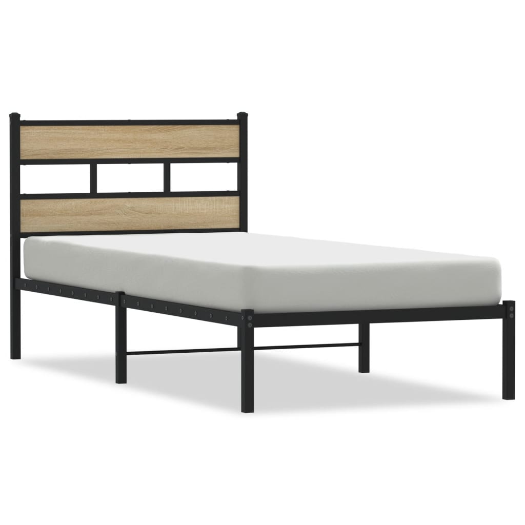 Sängram utan madrass metall sonoma-ek 107x203 cm